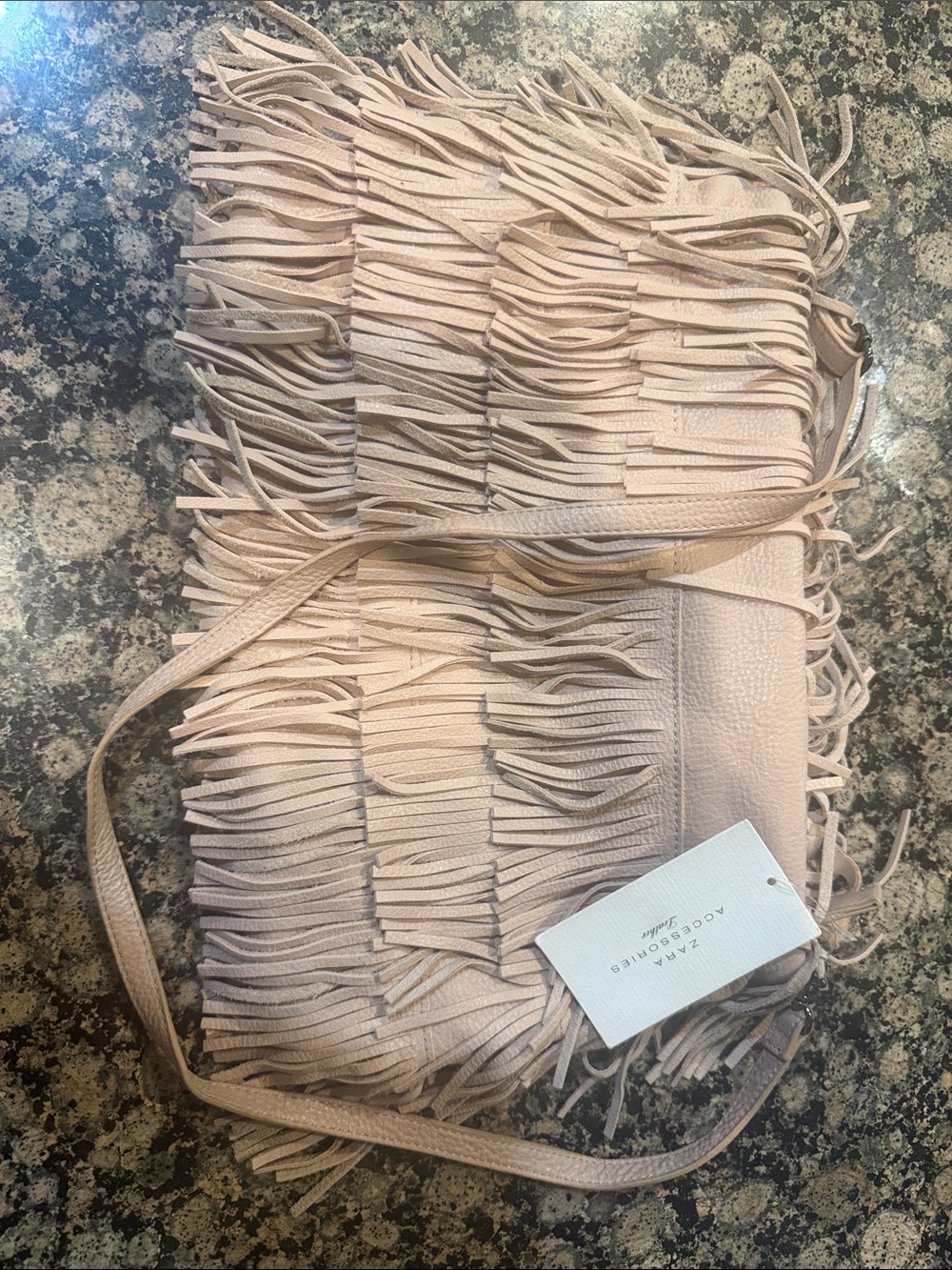 Zara Blush Fringe Crossbody Bag